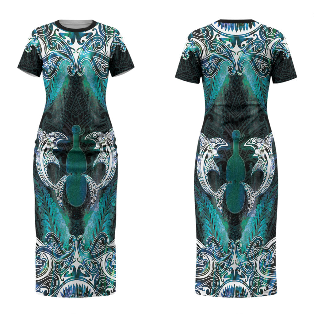 New Zealand Kotiate Weapon Couples Matching Short Sleeve Bodycon Dress and Hawaiian Shirt Aotearoa Mango Paua Shell Maori Pattern LT22 - Polynesian Pride