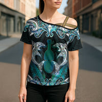 New Zealand Kotiate Weapon Cross Shoulder Shirt Aotearoa Mango Paua Shell Maori Pattern LT22 - Polynesian Pride
