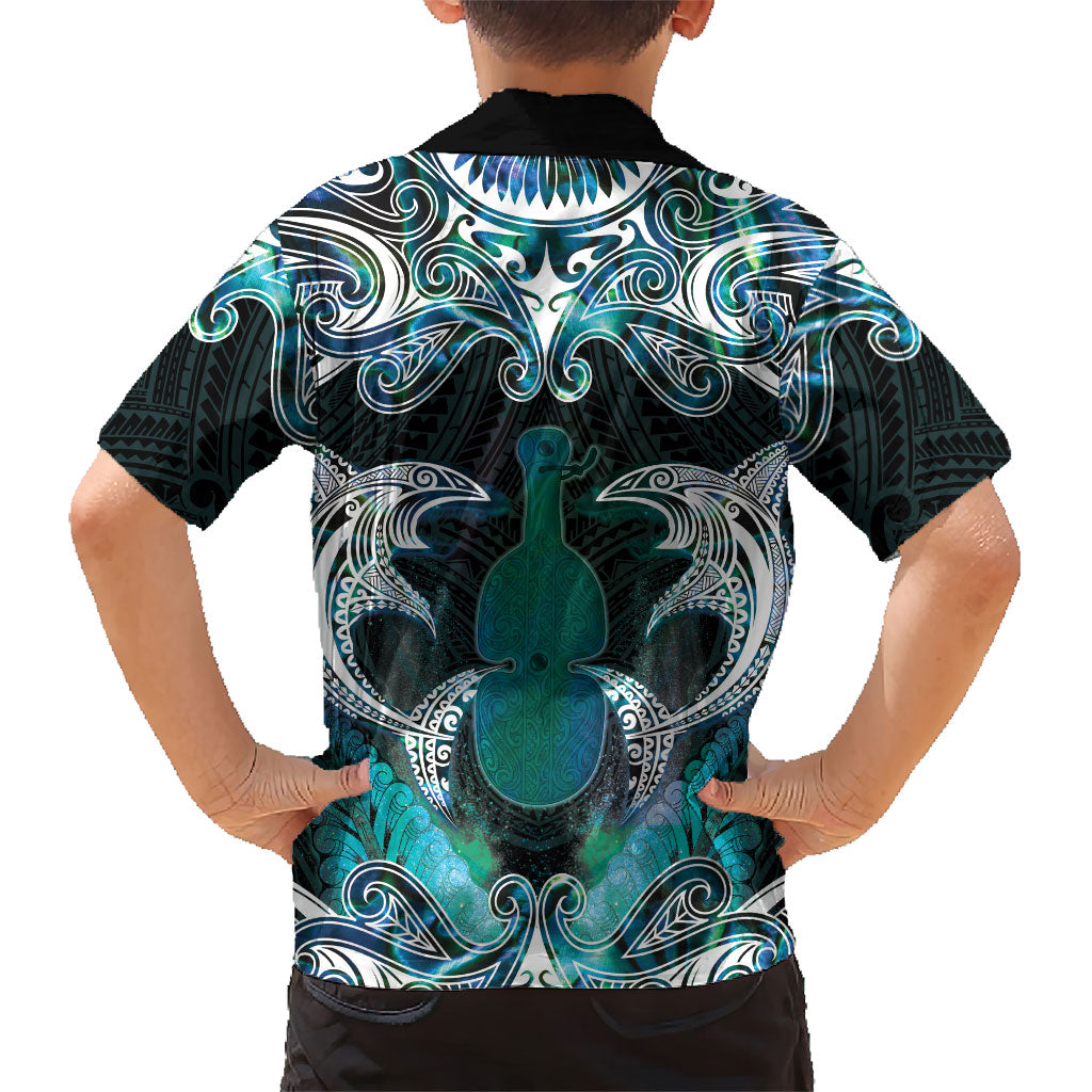 New Zealand Kotiate Weapon Family Matching Off Shoulder Maxi Dress and Hawaiian Shirt Aotearoa Mango Paua Shell Maori Pattern LT22 - Polynesian Pride