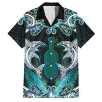 New Zealand Kotiate Weapon Family Matching Puletasi and Hawaiian Shirt Aotearoa Mango Paua Shell Maori Pattern LT22 Dad's Shirt - Short Sleeve Blue - Polynesian Pride