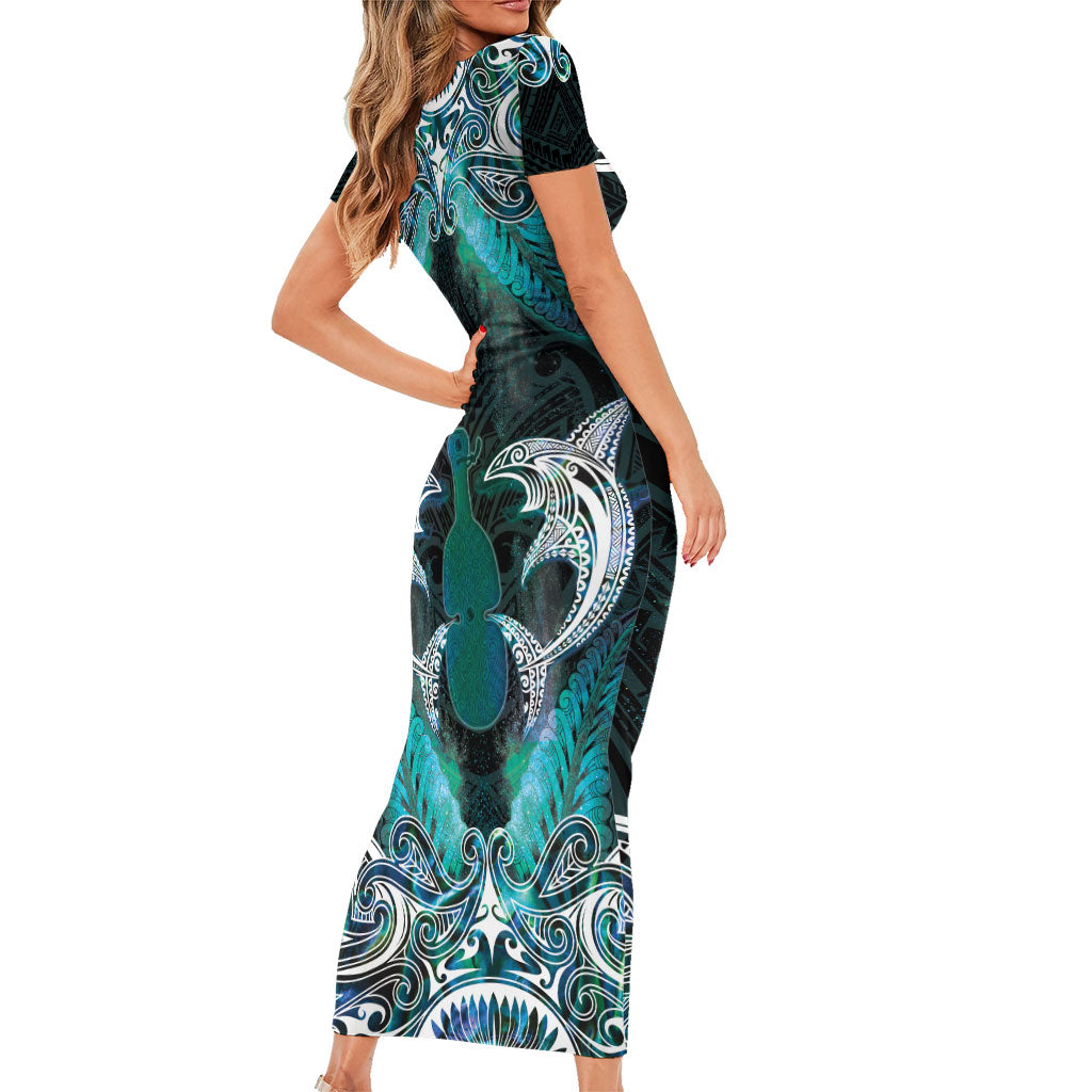 New Zealand Kotiate Weapon Family Matching Short Sleeve Bodycon Dress and Hawaiian Shirt Aotearoa Mango Paua Shell Maori Pattern LT22 - Polynesian Pride