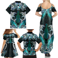 New Zealand Kotiate Weapon Family Matching Summer Maxi Dress and Hawaiian Shirt Aotearoa Mango Paua Shell Maori Pattern LT22 - Polynesian Pride