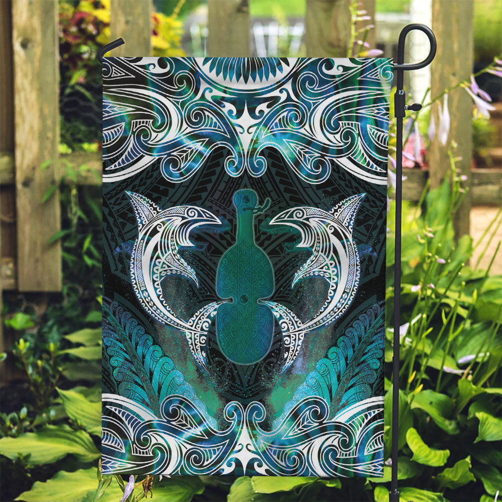 New Zealand Kotiate Weapon Garden Flag Aotearoa Mango Paua Shell Maori Pattern LT22 Garden Flag Blue - Polynesian Pride