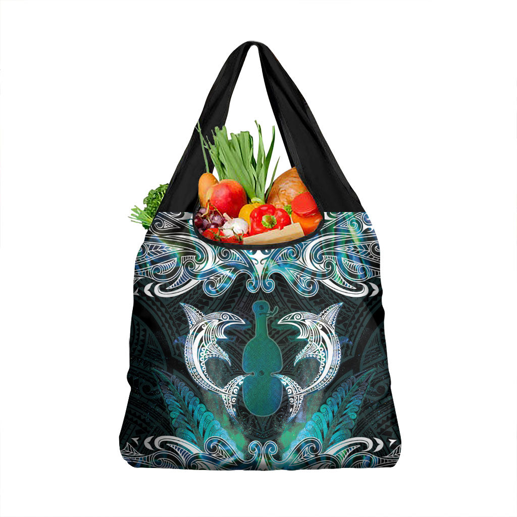 New Zealand Kotiate Weapon Grocery Bag Aotearoa Mango Paua Shell Maori Pattern LT22 1-pack One Size Blue - Polynesian Pride