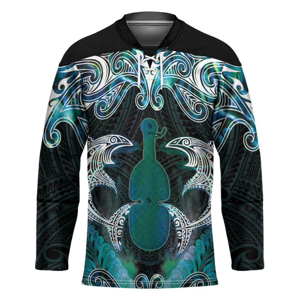 New Zealand Kotiate Weapon Hockey Jersey Aotearoa Mango Paua Shell Maori Pattern LT22 Unisex Blue - Polynesian Pride