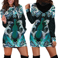 New Zealand Kotiate Weapon Hoodie Dress Aotearoa Mango Paua Shell Maori Pattern LT22 - Polynesian Pride