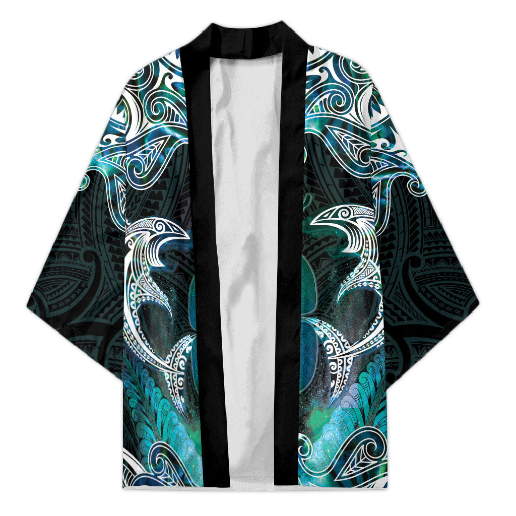 New Zealand Kotiate Weapon Kimono Aotearoa Mango Paua Shell Maori Pattern LT22 Unisex Blue - Polynesian Pride
