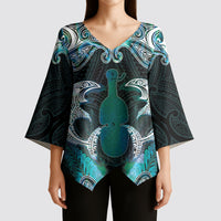 New Zealand Kotiate Weapon Kimono Sleeve Blouse Aotearoa Mango Paua Shell Maori Pattern LT22 - Polynesian Pride