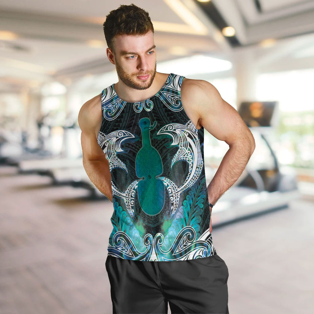New Zealand Kotiate Weapon Men Tank Top Aotearoa Mango Paua Shell Maori Pattern LT22 Blue - Polynesian Pride