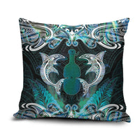 New Zealand Kotiate Weapon Pillow Cover Aotearoa Mango Paua Shell Maori Pattern LT22 Blue - Polynesian Pride