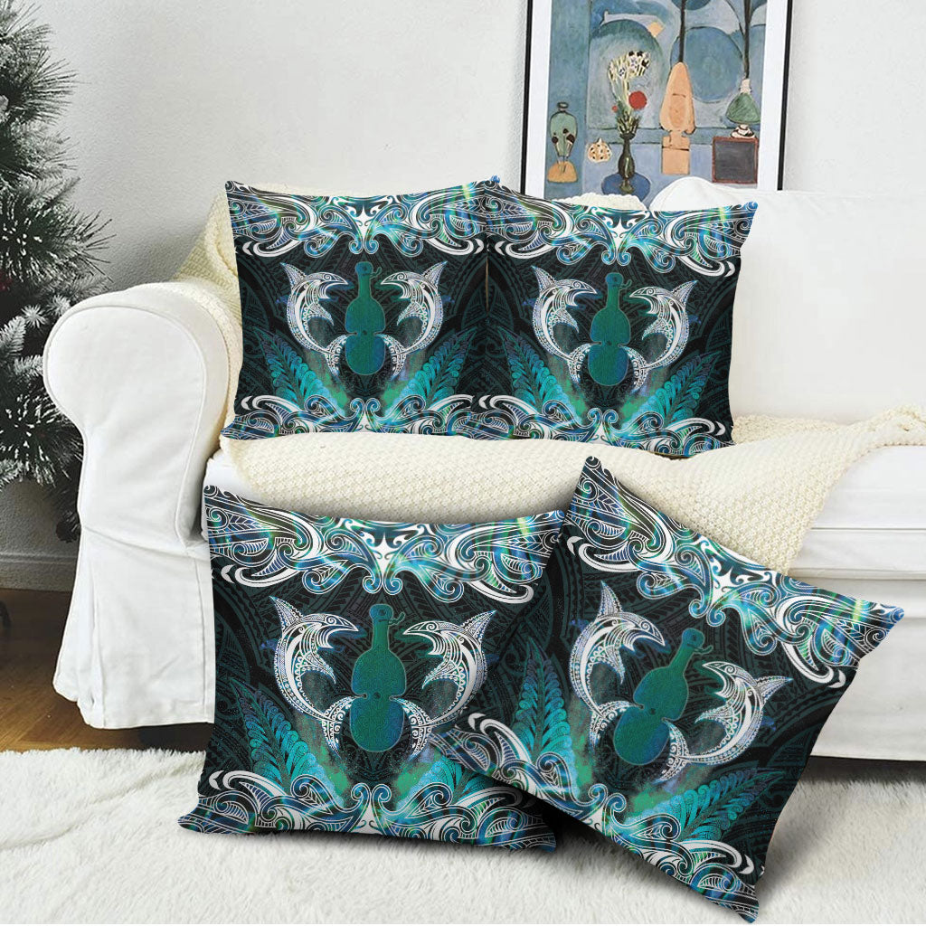 New Zealand Kotiate Weapon Pillow Cover Aotearoa Mango Paua Shell Maori Pattern LT22 - Polynesian Pride