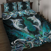 New Zealand Kotiate Weapon Quilt Bed Set Aotearoa Mango Paua Shell Maori Pattern LT22 Blue - Polynesian Pride