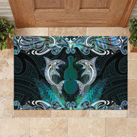 New Zealand Kotiate Weapon Rubber Doormat Aotearoa Mango Paua Shell Maori Pattern LT22 Blue - Polynesian Pride