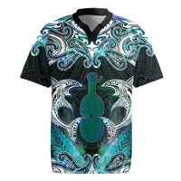 New Zealand Kotiate Weapon Rugby Jersey Aotearoa Mango Paua Shell Maori Pattern LT22 Blue - Polynesian Pride