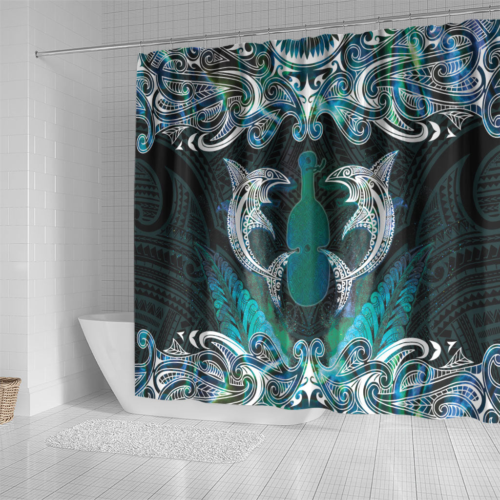 New Zealand Kotiate Weapon Shower Curtain Aotearoa Mango Paua Shell Maori Pattern LT22 - Polynesian Pride