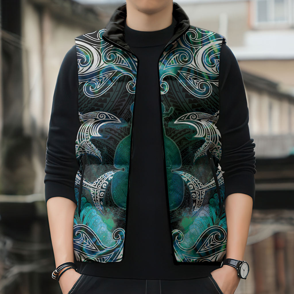 New Zealand Kotiate Weapon Sleeveless Puffer Jacket Aotearoa Mango Paua Shell Maori Pattern LT22 - Polynesian Pride