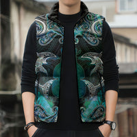 New Zealand Kotiate Weapon Sleeveless Puffer Jacket Aotearoa Mango Paua Shell Maori Pattern LT22 - Polynesian Pride