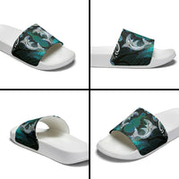 New Zealand Kotiate Weapon Slide Sandals Aotearoa Mango Paua Shell Maori Pattern LT22 - Polynesian Pride