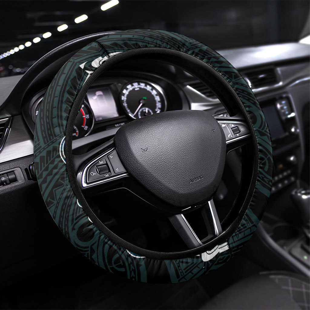 New Zealand Kotiate Weapon Steering Wheel Cover Aotearoa Mango Paua Shell Maori Pattern LT22 Universal Fit Blue - Polynesian Pride