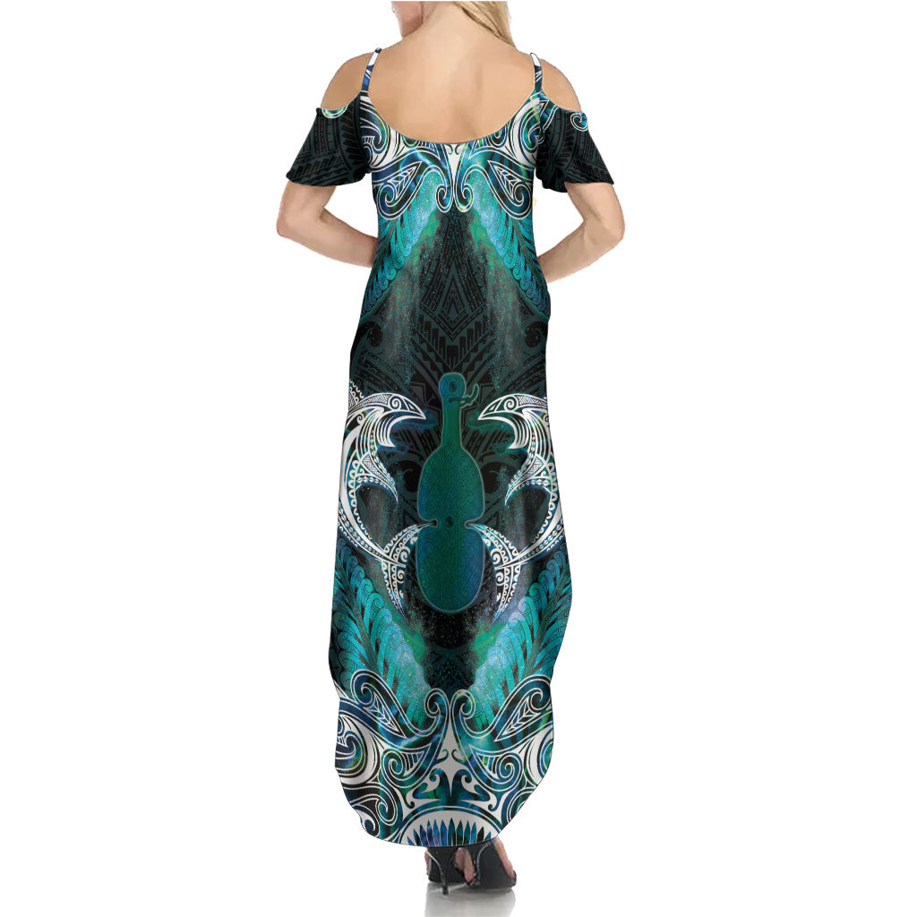 New Zealand Kotiate Weapon Summer Maxi Dress Aotearoa Mango Paua Shell Maori Pattern LT22 - Polynesian Pride