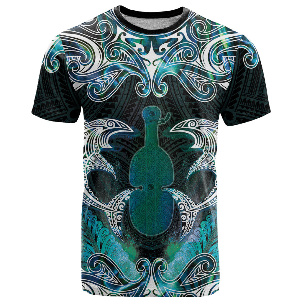 New Zealand Kotiate Weapon T Shirt Aotearoa Mango Paua Shell Maori Pattern LT22 Blue - Polynesian Pride