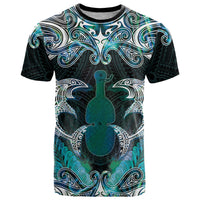 New Zealand Kotiate Weapon T Shirt Aotearoa Mango Paua Shell Maori Pattern LT22 Blue - Polynesian Pride