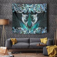 New Zealand Kotiate Weapon Tapestry Aotearoa Mango Paua Shell Maori Pattern LT22 Blue - Polynesian Pride