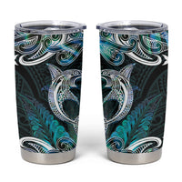 New Zealand Kotiate Weapon Tumbler Cup Aotearoa Mango Paua Shell Maori Pattern LT22 Blue - Polynesian Pride