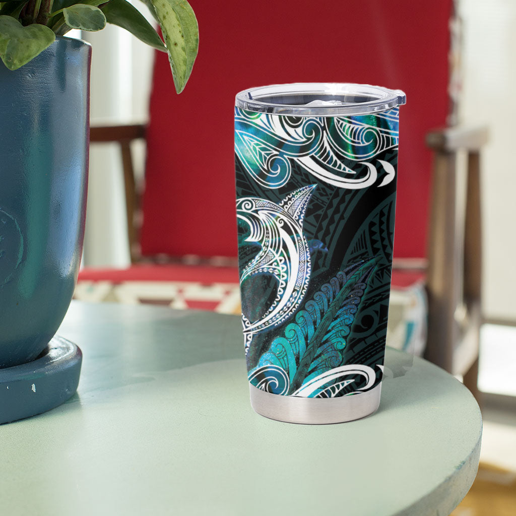 New Zealand Kotiate Weapon Tumbler Cup Aotearoa Mango Paua Shell Maori Pattern LT22 - Polynesian Pride