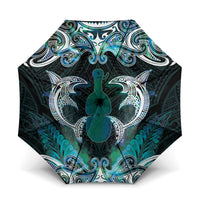 New Zealand Kotiate Weapon Umbrella Aotearoa Mango Paua Shell Maori Pattern LT22 One Size Folded 11.42 inch Opened Diameter 37.4 inch Blue - Polynesian Pride