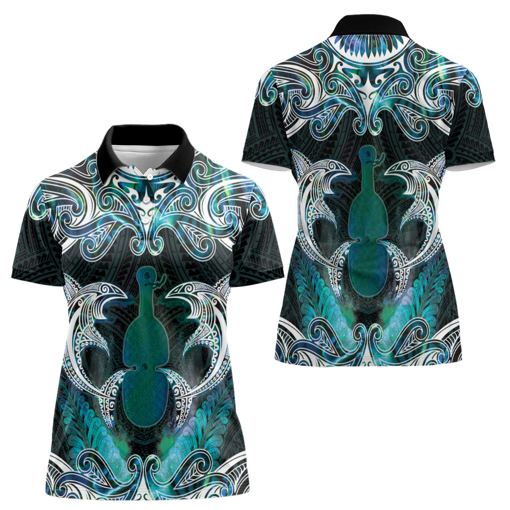New Zealand Kotiate Weapon Women Polo Shirt Aotearoa Mango Paua Shell Maori Pattern LT22 - Polynesian Pride