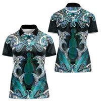 New Zealand Kotiate Weapon Women Polo Shirt Aotearoa Mango Paua Shell Maori Pattern LT22 - Polynesian Pride