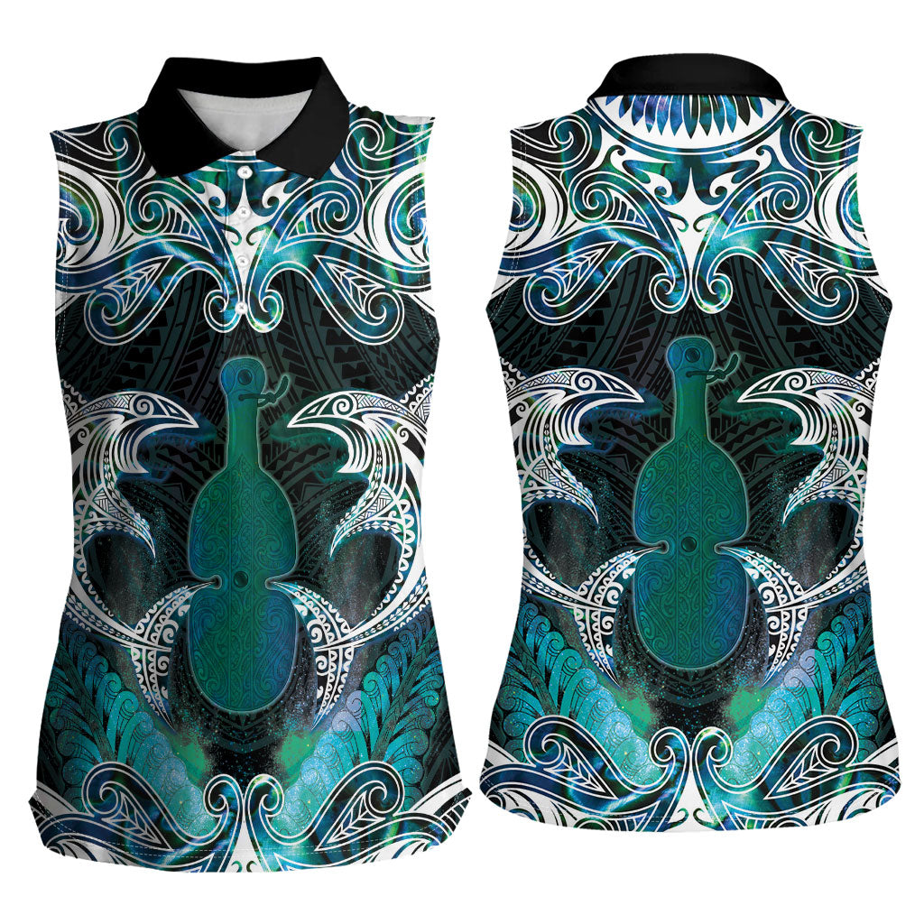 New Zealand Kotiate Weapon Women Sleeveless Polo Shirt Aotearoa Mango Paua Shell Maori Pattern LT22 - Polynesian Pride