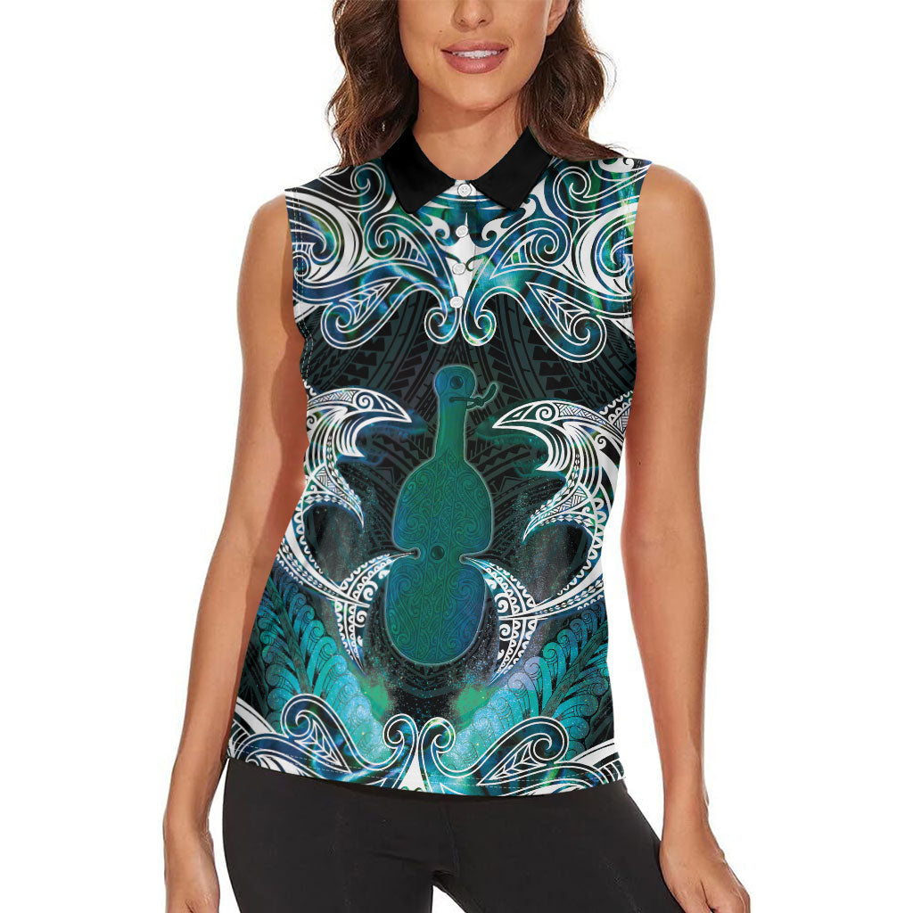 New Zealand Kotiate Weapon Women Sleeveless Polo Shirt Aotearoa Mango Paua Shell Maori Pattern LT22 - Polynesian Pride