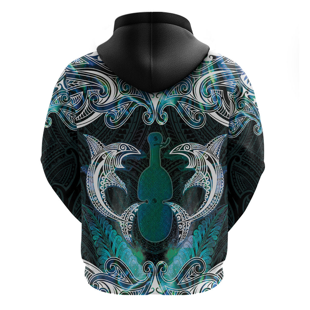New Zealand Kotiate Weapon Zip Hoodie Aotearoa Mango Paua Shell Maori Pattern LT22 - Polynesian Pride