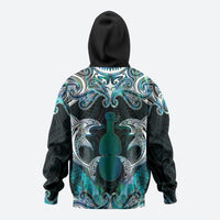 New Zealand Kotiate Weapon Zip Hoodie Aotearoa Mango Paua Shell Maori Pattern LT22 - Polynesian Pride