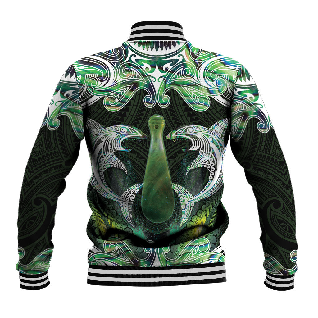 New Zealand Mere Pounamu Weapon Baseball Jacket Aotearoa Mango Paua Shell Maori Pattern LT22 - Polynesian Pride