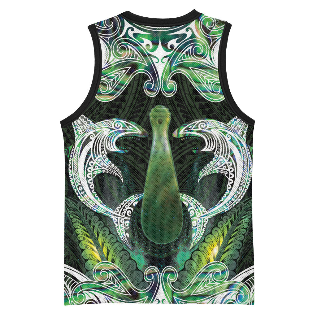 New Zealand Mere Pounamu Weapon Basketball Jersey Aotearoa Mango Paua Shell Maori Pattern LT22 - Polynesian Pride