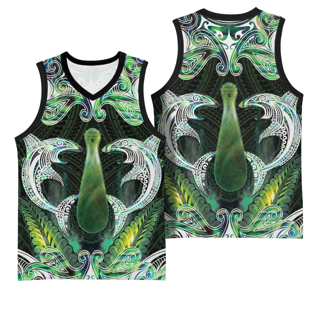 New Zealand Mere Pounamu Weapon Basketball Jersey Aotearoa Mango Paua Shell Maori Pattern LT22 - Polynesian Pride