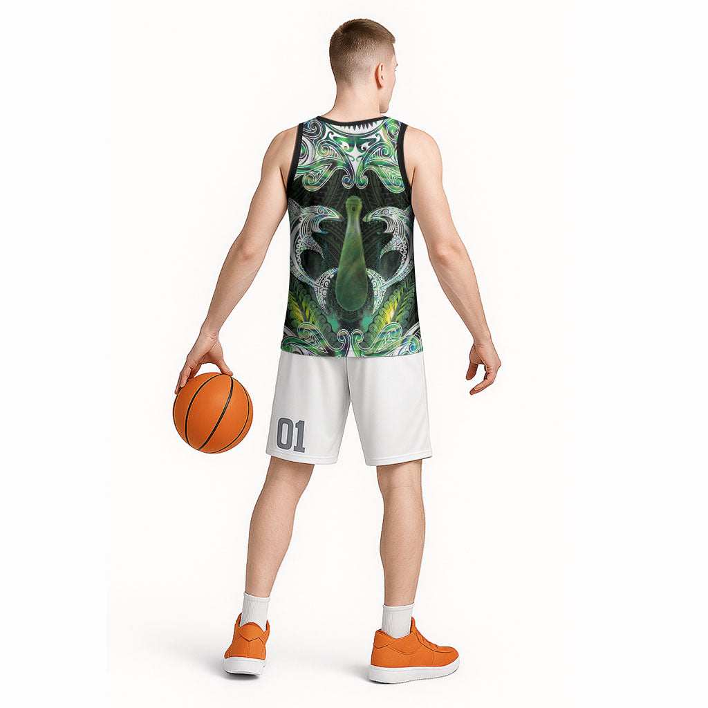 New Zealand Mere Pounamu Weapon Basketball Jersey Aotearoa Mango Paua Shell Maori Pattern LT22 - Polynesian Pride
