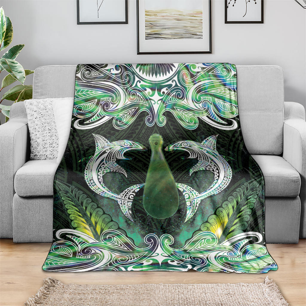 New Zealand Mere Pounamu Weapon Blanket Aotearoa Mango Paua Shell Maori Pattern LT22 - Polynesian Pride