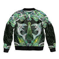 New Zealand Mere Pounamu Weapon Bomber Jacket Aotearoa Mango Paua Shell Maori Pattern LT22 - Polynesian Pride