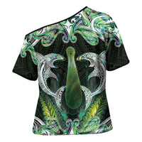 New Zealand Mere Pounamu Weapon Cross Shoulder Shirt Aotearoa Mango Paua Shell Maori Pattern LT22 - Polynesian Pride