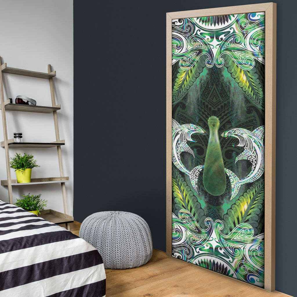 New Zealand Mere Pounamu Weapon Door Cover Aotearoa Mango Paua Shell Maori Pattern LT22 - Polynesian Pride