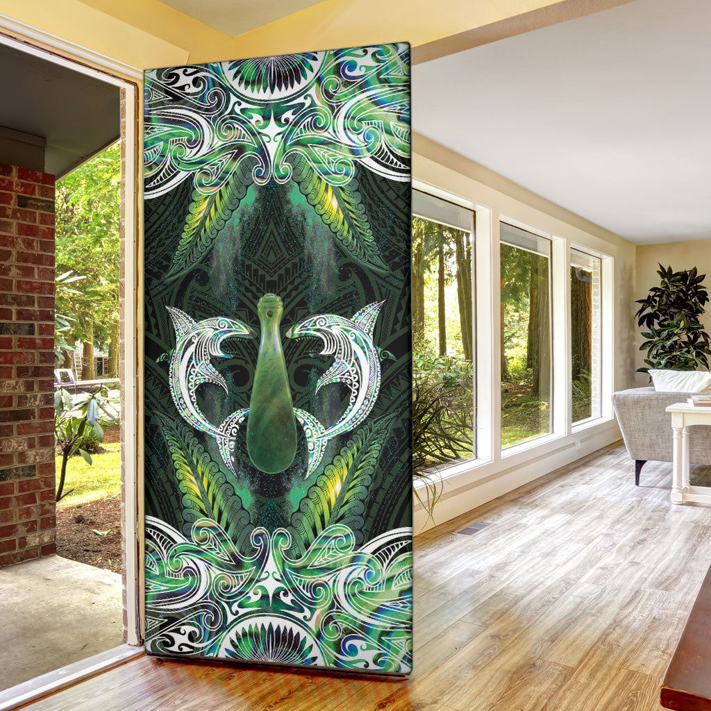 New Zealand Mere Pounamu Weapon Door Cover Aotearoa Mango Paua Shell Maori Pattern LT22 - Polynesian Pride