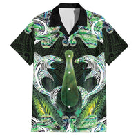 New Zealand Mere Pounamu Weapon Family Matching Mermaid Dress and Hawaiian Shirt Aotearoa Mango Paua Shell Maori Pattern LT22 Dad's Shirt - Short Sleeve Green - Polynesian Pride
