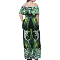 New Zealand Mere Pounamu Weapon Family Matching Off Shoulder Maxi Dress and Hawaiian Shirt Aotearoa Mango Paua Shell Maori Pattern LT22 - Polynesian Pride