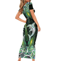 New Zealand Mere Pounamu Weapon Family Matching Short Sleeve Bodycon Dress and Hawaiian Shirt Aotearoa Mango Paua Shell Maori Pattern LT22 - Polynesian Pride