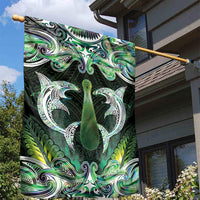 New Zealand Mere Pounamu Weapon Garden Flag Aotearoa Mango Paua Shell Maori Pattern LT22 - Polynesian Pride