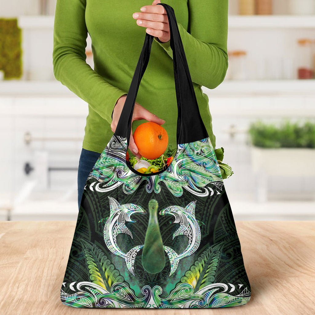 New Zealand Mere Pounamu Weapon Grocery Bag Aotearoa Mango Paua Shell Maori Pattern LT22 - Polynesian Pride